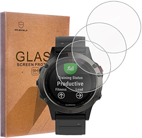 Mr.Shield [3-Pack] מיועד למגן המסך של Garmin Fenix ​​5 Smart Watch [זכוכית מחוסמת] [0.3 ממ דק 9 שעות קשיחות